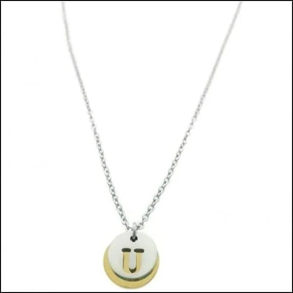 Stalen Initiaal Ketting met Ronde Letter Hanger &acirc;&euro;&ldquo; Gepersonaliseerde Ketting - U -