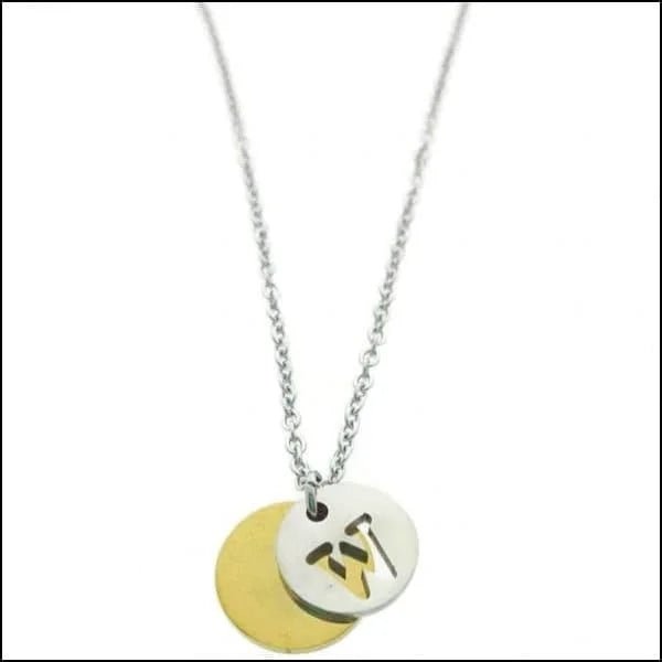 Stalen Initiaal Ketting met Ronde Letter Hanger &acirc;&euro;&ldquo; Gepersonaliseerde Ketting - W -