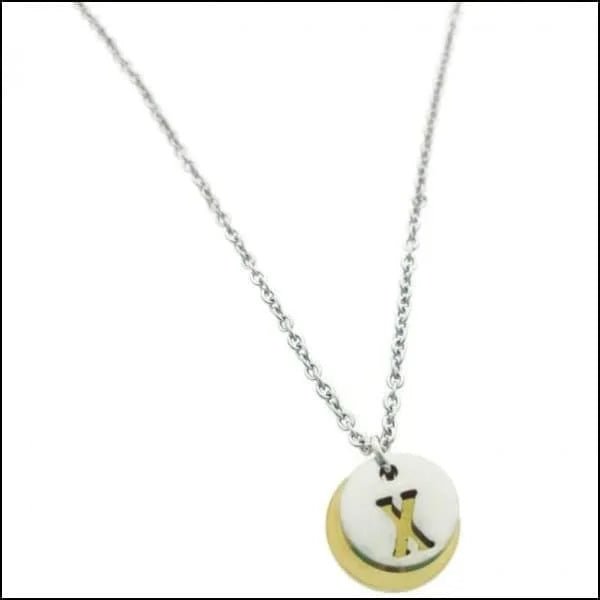 Stalen Initiaal Ketting met Ronde Letter Hanger &acirc;&euro;&ldquo; Gepersonaliseerde Ketting - X -