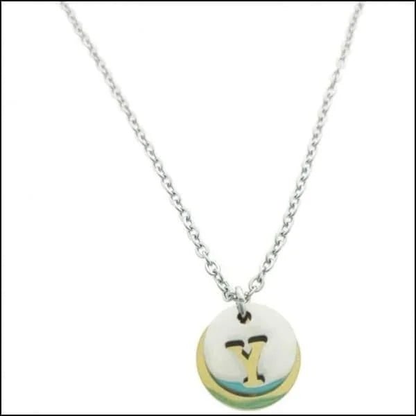 Stalen Initiaal Ketting met Ronde Letter Hanger &acirc;&euro;&ldquo; Gepersonaliseerde Ketting - Y -