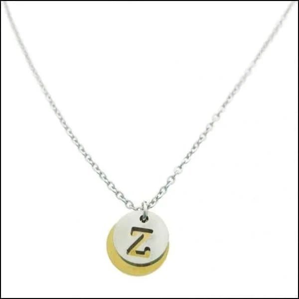 Stalen Initiaal Ketting met Ronde Letter Hanger &acirc;&euro;&ldquo; Gepersonaliseerde Ketting - Z -