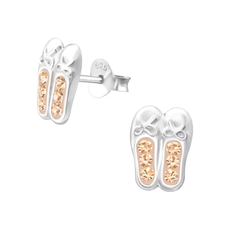 Zilveren Ballerina schoen Oorbellen - Lila -