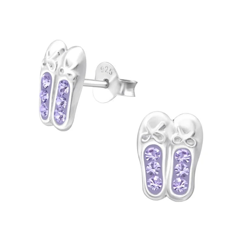 Zilveren Ballerina schoen Oorbellen - Transparant -