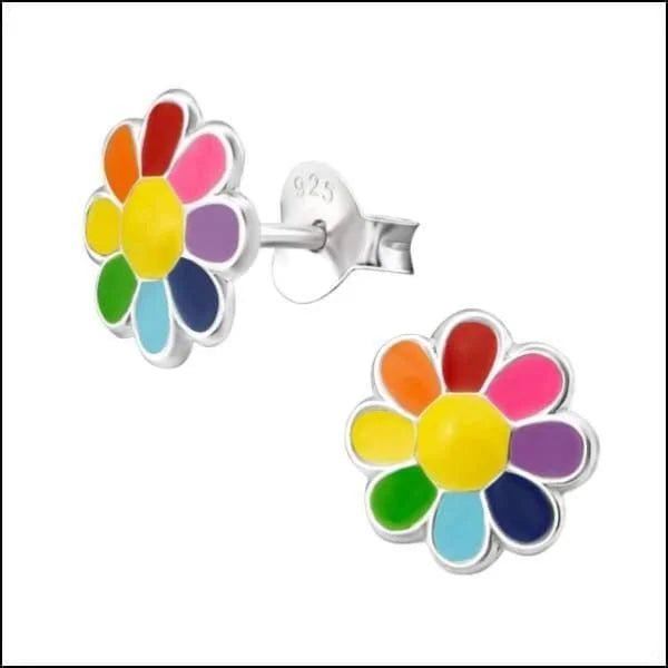 925 Zilveren Bloem Oorbellen met Emaille Diverse Kleuren - Bloemetjes - Met hanger Roze-8mm -