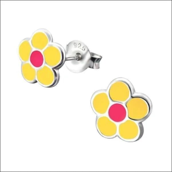 925 Zilveren Bloem Oorbellen met Emaille Diverse Kleuren - Bloemetjes - Geoxideerd zilver-6mm -