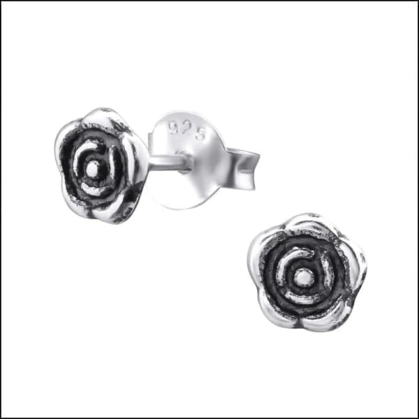 925 Zilveren Bloem Oorbellen met Emaille Diverse Kleuren - Bloemetjes - Roosje Geoxideerd zilver-5mm