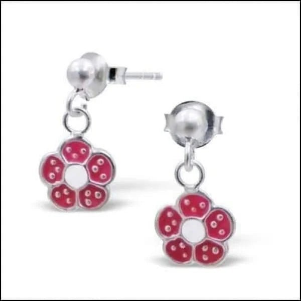 925 Zilveren Bloem Oorbellen met Emaille Diverse Kleuren - Bloemetjes - Roosje Geoxideerd zilver-5mm