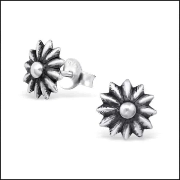925 Zilveren Bloem Oorbellen met Emaille Diverse Kleuren - Bloemetjes - Geoxideerd Zilver-9mm -