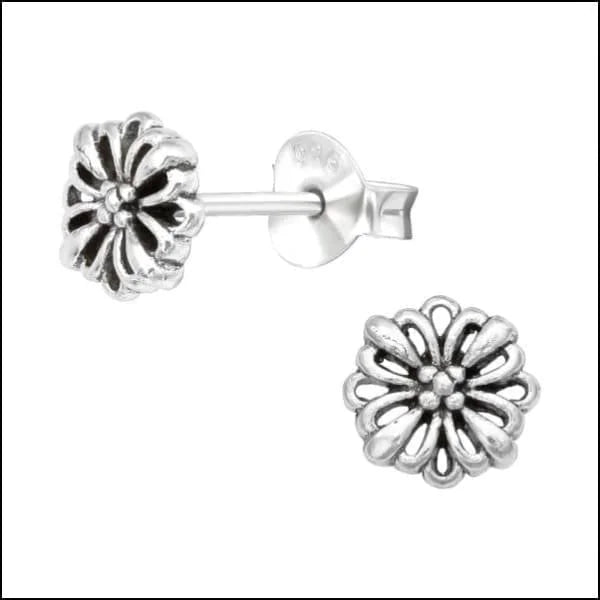 925 Zilveren Bloem Oorbellen met Emaille Diverse Kleuren - Bloemetjes - Zilver Geoxideerd-6mm -