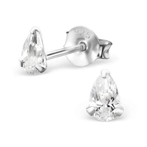 Zilveren Zirkonia Druppel Oorbellen - 6x4mm / Zwart -