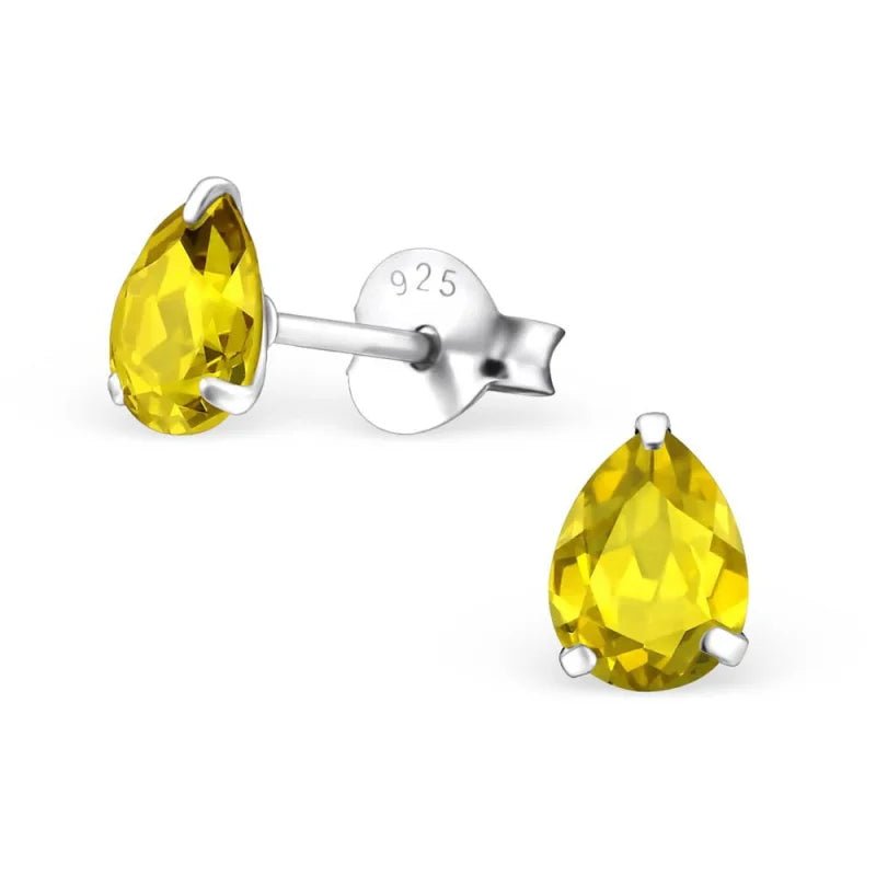 Zilveren Zirkonia Druppel Oorbellen - 6x4mm / Geel -
