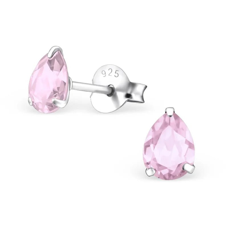 Zilveren Zirkonia Druppel Oorbellen - 6x4mm / Roze -