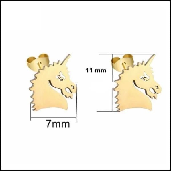 Unicorn Oorbellen - Stalen Betovering - Goudkleurig-9x7mm -