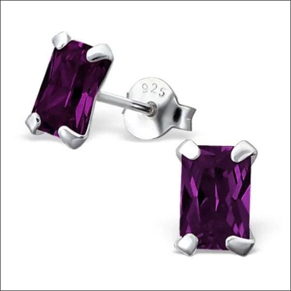 Rechthoekige Zirkonia Oorbellen zilver - 6x4mm / Olijf Groen -