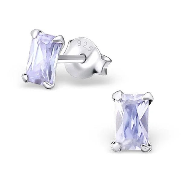 Rechthoekige Zirkonia Oorbellen zilver - 6x4mm / Olijf Groen -