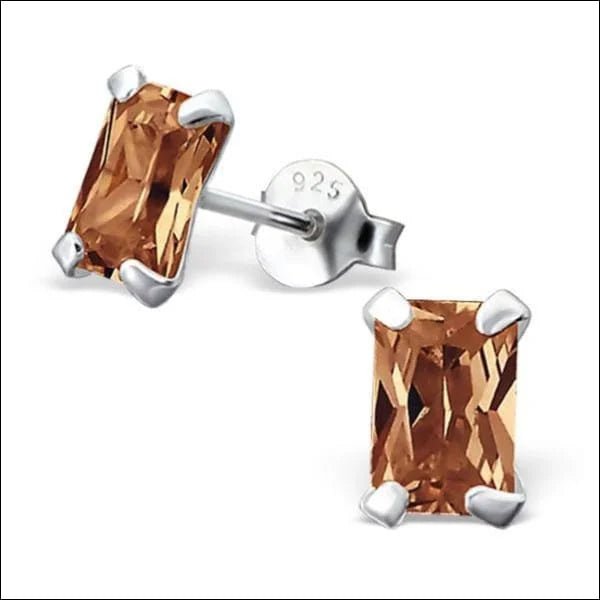 Rechthoekige Zirkonia Oorbellen zilver - 6x4mm / Paars -