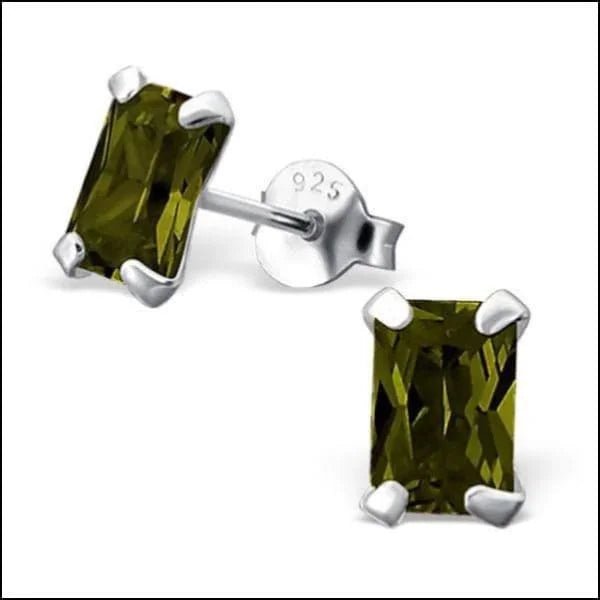 Rechthoekige Zirkonia Oorbellen zilver - 6x4mm / Rood -