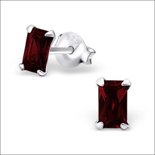 Rechthoekige Zirkonia Oorbellen zilver - 6x4mm / Zwart -
