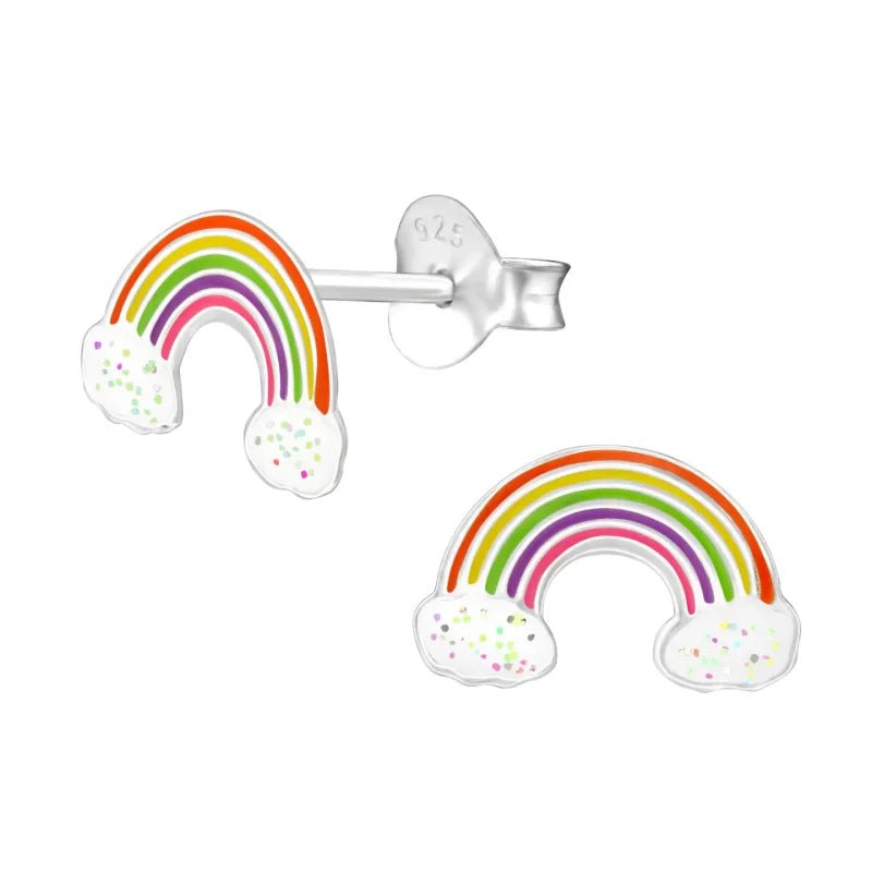 925 Zilveren Regenboog Oorbellen Kleurrijk 8mm - Rainbow Oorstekers - rond-7mm -