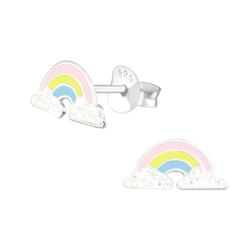925 Zilveren Regenboog Oorbellen Kleurrijk 8mm - Rainbow Oorstekers - rond-7mm -