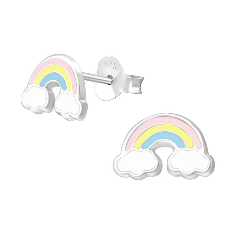 925 Zilveren Regenboog Oorbellen Kleurrijk 8mm - Rainbow Oorstekers - Glitter-11x5mm -