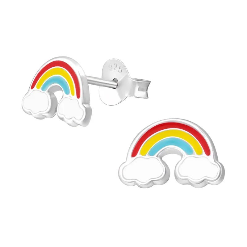 925 Zilveren Regenboog Oorbellen Kleurrijk 8mm - Rainbow Oorstekers - Glitter-11x5mm -