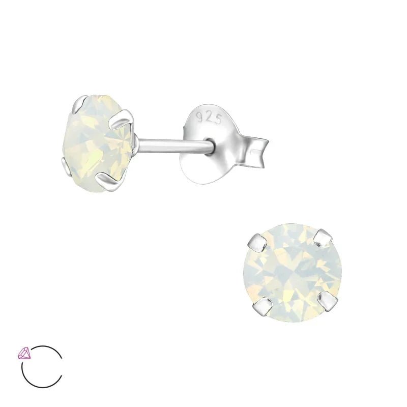 925 Zilveren Kristal Oorbellen  - Sprankelende Zirkonia Studs - 4mm / Transparant -