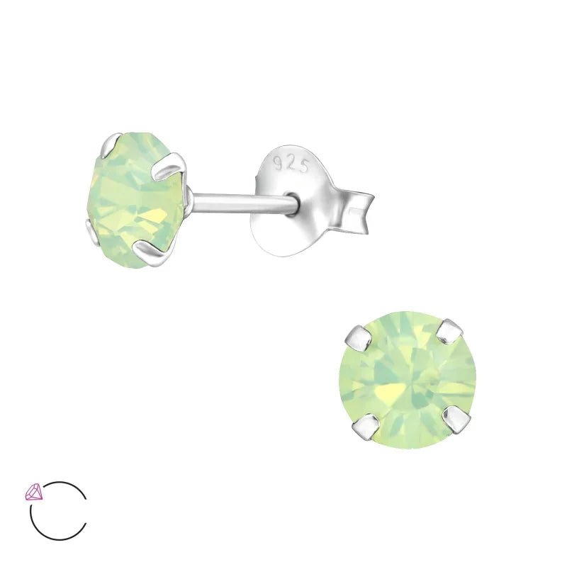 925 Zilveren Kristal Oorbellen  - Sprankelende Zirkonia Studs - 5mm / Licht Blauw -