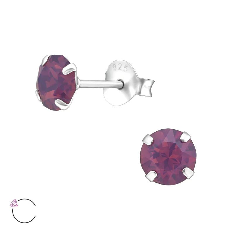 925 Zilveren Kristal Oorbellen  - Sprankelende Zirkonia Studs - 5mm / Licht Blauw -