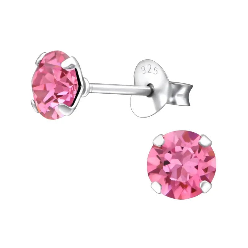 925 Zilveren Kristal Oorbellen  - Sprankelende Zirkonia Studs - 5mm / Rose -