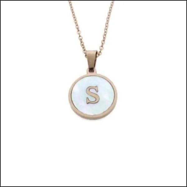 Letterketting Witte Schelp Paarlemoer &acirc;&euro;&ldquo; Ros&Atilde;&copy;kleurig Staal 45cm 16mm 