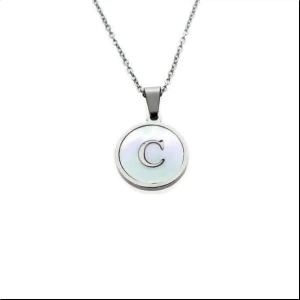 Initiaal Halsketting Zilverkleurig Schelp &acirc;&euro;&ldquo; 45cm Chirurgisch Staal 16mm - C - Dam