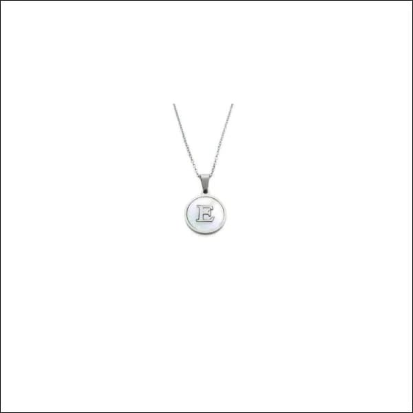 Initiaal Halsketting Zilverkleurig Schelp &acirc;&euro;&ldquo; 45cm Chirurgisch Staal 16mm - E - Dam