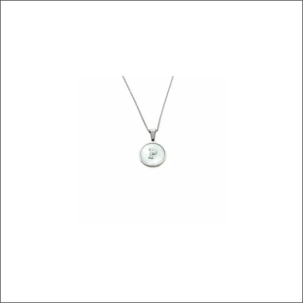 Initiaal Halsketting Zilverkleurig Schelp &acirc;&euro;&ldquo; 45cm Chirurgisch Staal 16mm - J - Dam