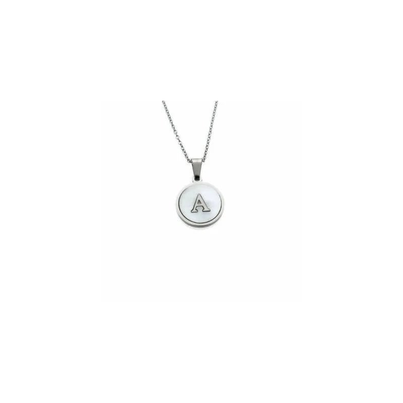 Initiaal Halsketting Zilverkleurig Schelp &acirc;&euro;&ldquo; 45cm Chirurgisch Staal 16mm - K - Dam