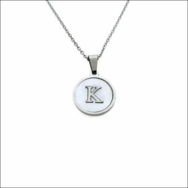 Initiaal Halsketting Zilverkleurig Schelp &acirc;&euro;&ldquo; 45cm Chirurgisch Staal 16mm - L - Dam