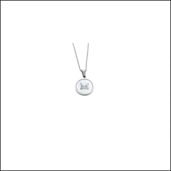 Initiaal Halsketting Zilverkleurig Schelp &acirc;&euro;&ldquo; 45cm Chirurgisch Staal 16mm - M - Dam
