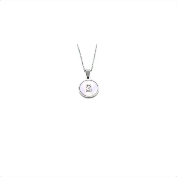 Initiaal Halsketting Zilverkleurig Schelp &acirc;&euro;&ldquo; 45cm Chirurgisch Staal 16mm - S - Dam
