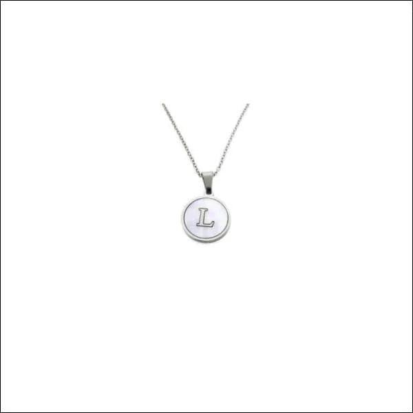 Initiaal Halsketting Zilverkleurig Schelp &acirc;&euro;&ldquo; 45cm Chirurgisch Staal 16mm - T - Dam