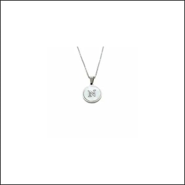 Initiaal Halsketting Zilverkleurig Schelp &acirc;&euro;&ldquo; 45cm Chirurgisch Staal 16mm - T - Dam