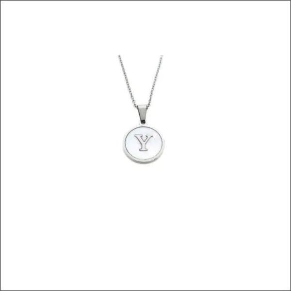 Initiaal Halsketting Zilverkleurig Schelp &acirc;&euro;&ldquo; 45cm Chirurgisch Staal 16mm - Y - Dam
