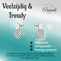 RVS Ananas Oorbellen Diverse Kleuren 10mm - Zomerse Pineapple Studs - Multikleurig -