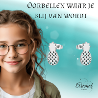 RVS Ananas Oorbellen Diverse Kleuren 10mm - Zomerse Pineapple Studs - Multikleurig -