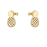 RVS Ananas Oorbellen Diverse Kleuren 10mm - Zomerse Pineapple Studs - Zilverkleur -