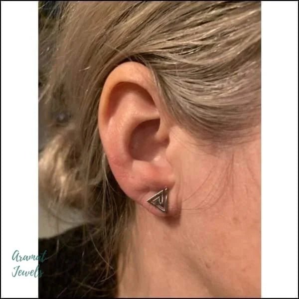 RVS Open Driehoek Oorbellen Diverse Kleuren 10mm - Geometrische Oorstekers - spiraal-Zilverkleurig-7
