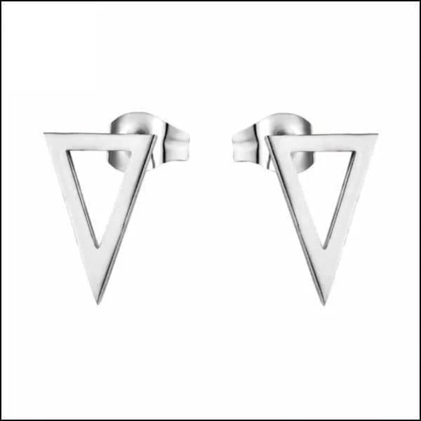 RVS Open Driehoek Oorbellen Diverse Kleuren 10mm - Geometrische Oorstekers - Zilverkleurig-11x7mm -