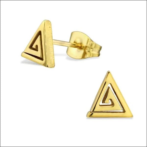 RVS Open Driehoek Oorbellen Diverse Kleuren 10mm - Geometrische Oorstekers - Spiraal-Goudkleurig-8mm