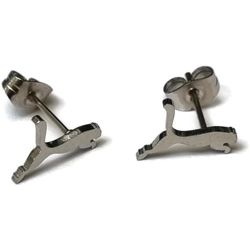 RVS Dieren Oorbellen Diverse Motieven - Dierenliefhebber Oorstekers - Poema/Zilverkleurig-8x12mm -