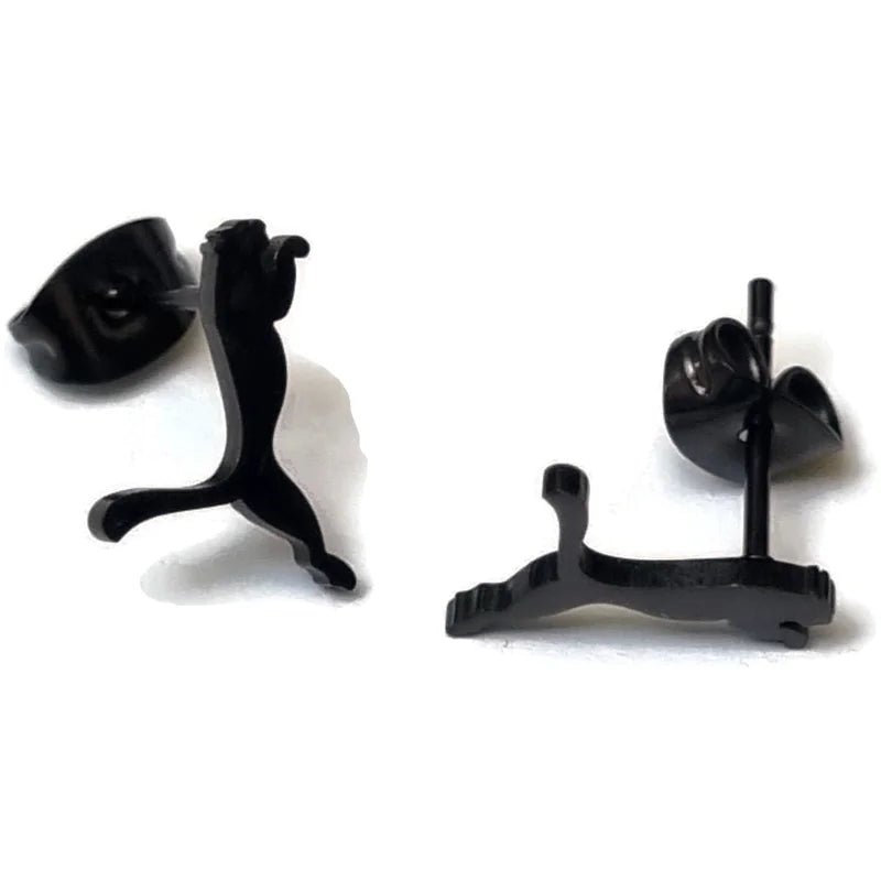 RVS Dieren Oorbellen Diverse Motieven - Dierenliefhebber Oorstekers - Poema/Zwart-8x12mm -
