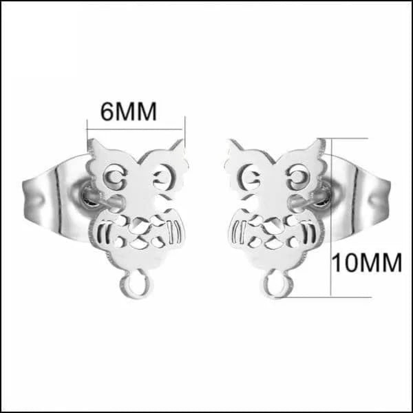 RVS Dieren Oorbellen Diverse Motieven - Dierenliefhebber Oorstekers - Uil-10x6mm -